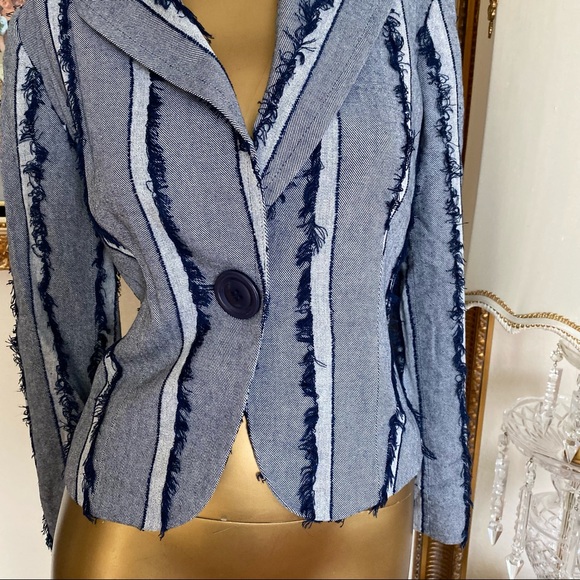 Lena Gabrielle NewYork Eyelash Trim Jacket Blazer - Picture 3 of 10